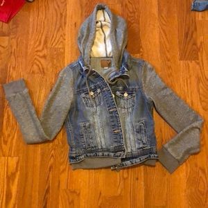 American eagle hoodie jean jacket